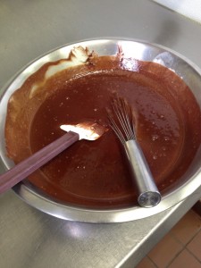 Mixing Chocolate Raspberry Ganache