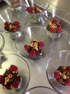 Brownies, Nuts and Raspberries for Chocolate Ganache